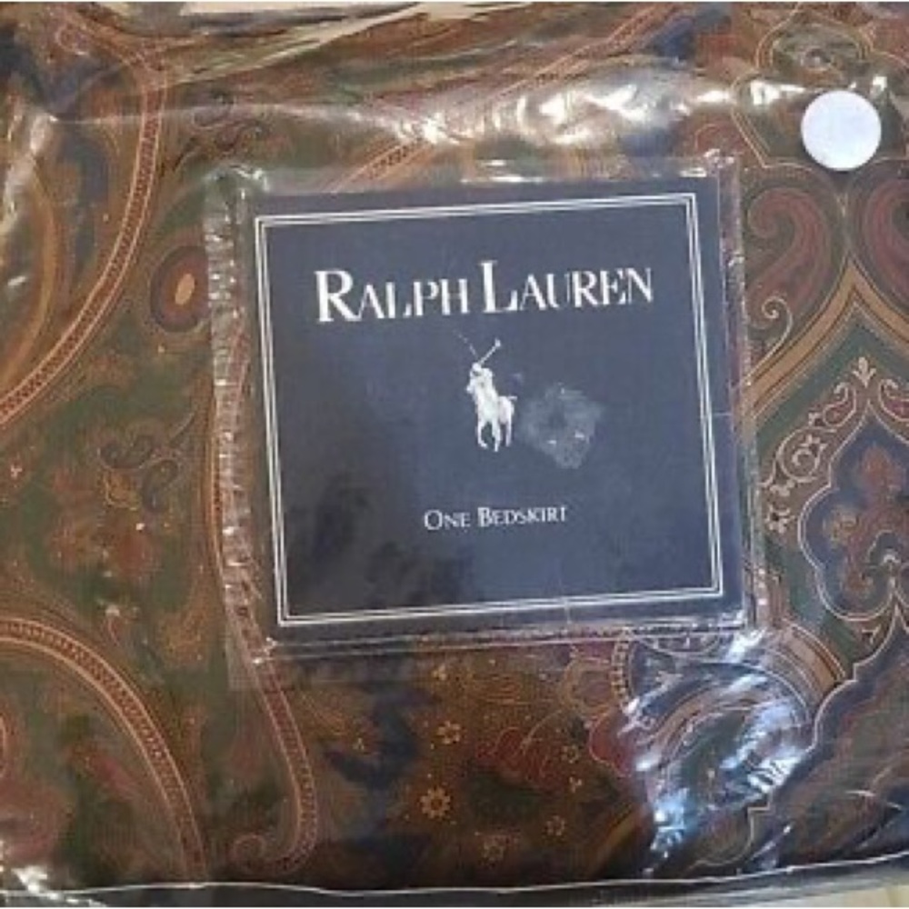 Ralph Lauren Paisley Bedskirt - Deep Brown and Forest Green